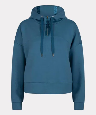 Esqualo Women's Sweater Short Hoodie In Petrol In Blue