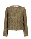 Esqualo Tweed Blazer In Moss Green In Multi