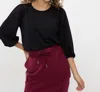 Esqualo Twist Sleeve Top In Black In Black