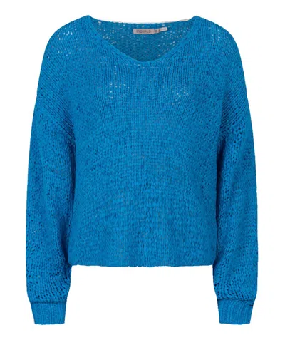 Esqualo Women's V-neck Tape Yarn Sweater In Blue
