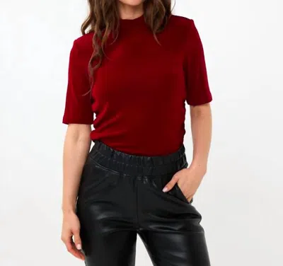 Esqualo Wrinkle Waist Top In Wine Red