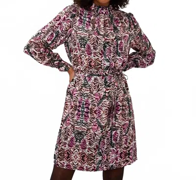 Esqualo Zelda Zebra Print Dress In Black, White, Purple, Dark Orange In Multi