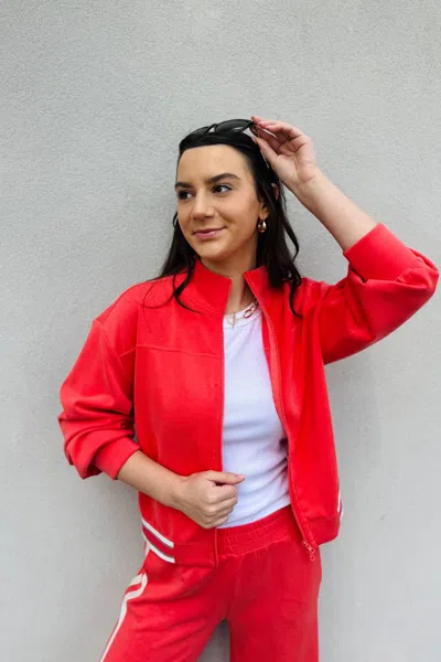 Esqualo Zip Up Cardigan In Chili Red