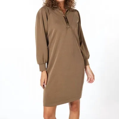 Esqualo Zipper Modal Dress In Army Green