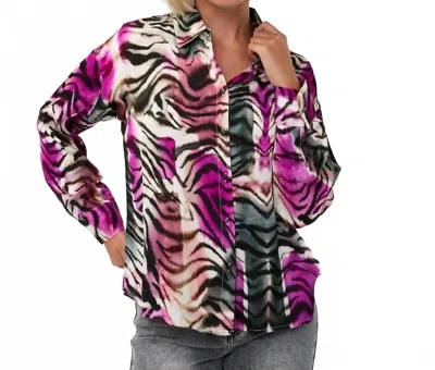 Esqualo Zofia Zebra Print Blouse In Black, White, Pink, Orange In Multi
