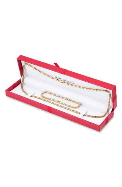 Esquire 14k Gold Plated Sterling Silver Box Chain Bracelet & Necklace Set