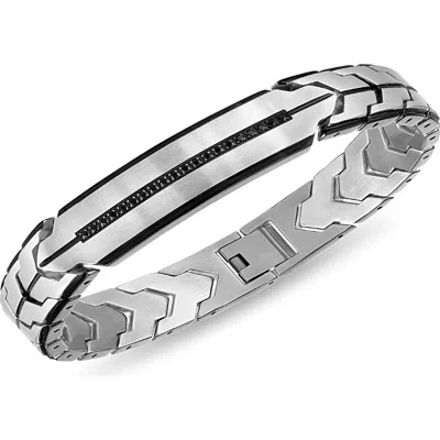 Esquire Black Diamond Chevron Link Bracelet In Silver