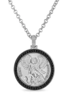 Esquire Black Diamond St. Michael Pendant Necklace In Silver