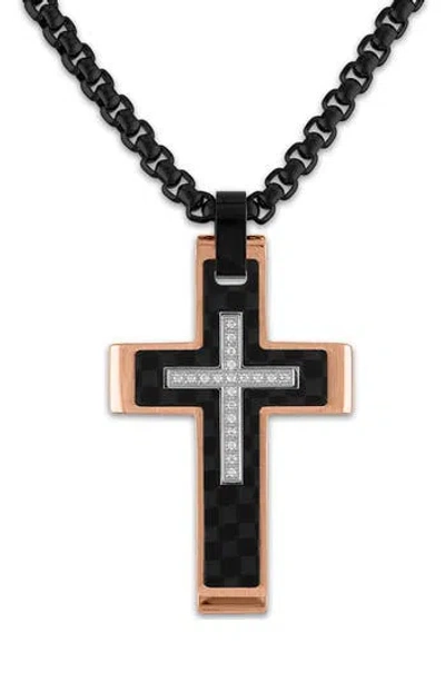 Esquire Carbon Steel & Diamond Cross Pendant Necklace