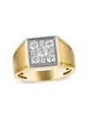 Esquire Gold-plated Sterling Silver & 1.00 Tcw Lab-grown Diamond Square Cluster Ring In Gold