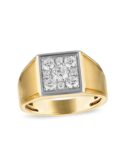 Esquire Gold-plated Sterling Silver & 1.00 Tcw Lab-grown Diamond Square Cluster Ring