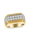 Esquire Gold-plated Sterling Silver & 1.50 Tcw Lab-grown Diamond Pavé Ring In Gold