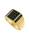 Esquire Men's 14k-gold-plated Sterling Silver & Black Sapphire Ring In Yellow Goldtone