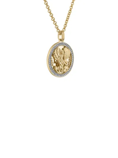 Esquire Men's 14k Goldplated Sterling Silver & 0.25 Tcw Diamond St. Michael Pendant Necklace