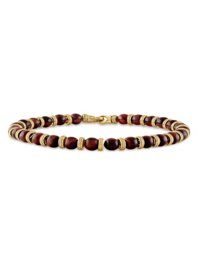 Esquire Men's 14k Goldplated Sterling Silver & Tiger Eye Beaded Bracelet