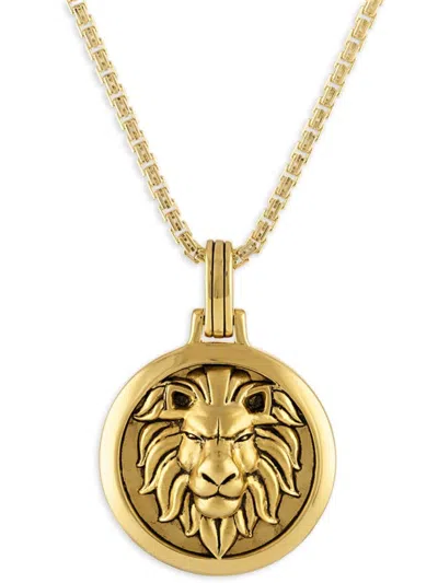 Esquire Men's 14k Goldplated Sterling Silver Lion Head Pendant Necklace In Metallic
