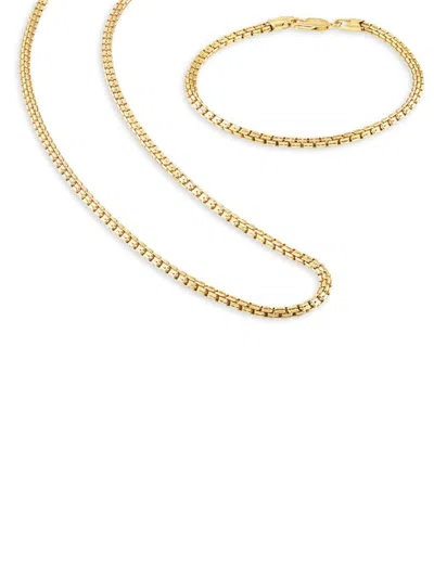 Esquire Men's 2-piece 14k Goldplated Sterling Silver Bracelet & Necklace Set