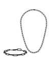 ESQUIRE MEN'S 2-PIECE BLACK ION PLATED STAINLESS STEEL PAPERCLIP NECKLACE & BRACELET SET