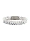 Esquire Men's Acrylic, Stainless Steel & Howlite Bead Double Row Bracelet In White