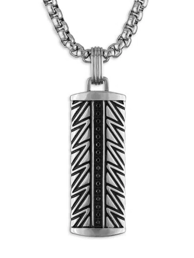 Esquire Men's Black & White Stainless Steel & 0.17 Tcw Black Diamond Chevron Pendant Necklace In Brown