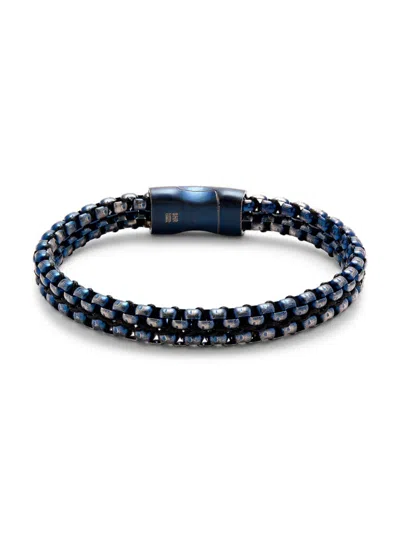 Esquire Men's Black Ip Stainless Steel & Rolo Chain Bracelet In Blue