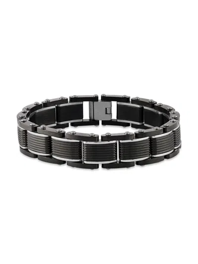 Esquire Men's Black Ip Stainless Steel Link Bracelet