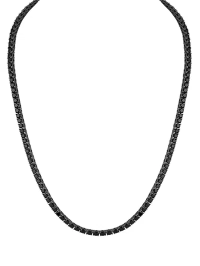 Esquire Men's Black Ruthenium Plated Sterling Silver & Black Spinel Tennis Necklace