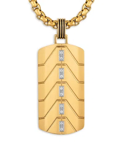 Esquire Men's Gold Ion-plated Stainless Steel & 0.05 Tcw Diamond Accent Chevron Pendant/22"