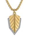 Esquire Men's Gold Ion-plated Stainless Steel & 0.17 Tcw Diamond Chevron Shield Pendant Necklace In Gold