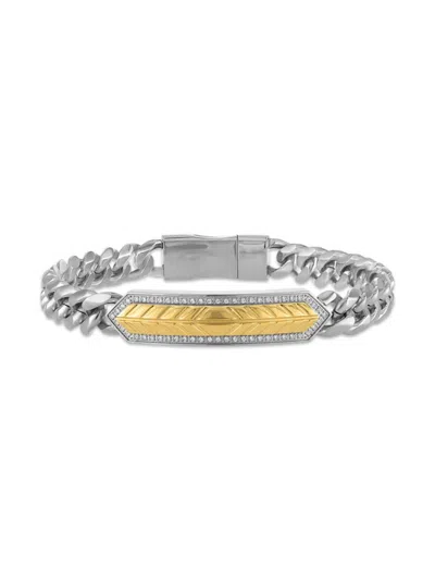 Esquire Men's Gold Ion-plated Stainless Steel & 0.33 Tcw Diamond Chevron Bracelet