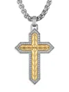Esquire Men's Gold Ion-plated Stainless Steel & 0.38 Tcw Diamond Chevron Cross Pendant Necklace In Gold