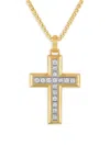 Esquire Men's Gold Ion-plated Stainless Steel & 1.00 Tcw Lab-grown Diamond Cross Pendant Necklace In Gold
