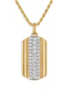Esquire Men's Gold-plated Sterling Silver & 2.00 Tcw Lab-grown Diamond Dog Tag Pendant Necklace In Gold