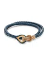 ESQUIRE MEN'S GOLDPLATED SILVER & LEATHER WRAP BRACELET