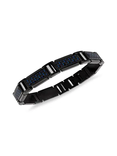 Esquire Men's Ip Blacktone Stainless Steel & 0.2 Tcw Diamond Link Bracelet