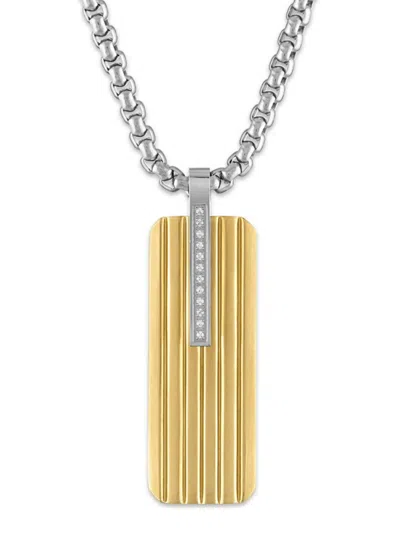 Esquire Men's Ip Goldtone Stainless Steel & 0.6 Tcw White Diamond Pendant Necklace In Yellow Gold