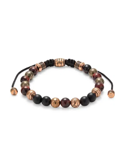 Esquire Men's Ip Rose Goldtone Stainless Steel, Black Onyx & Hematite Beaded Bracelet