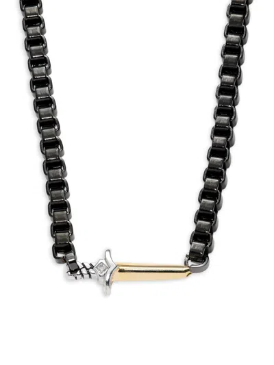 Esquire Men's Ip Stainless Steel & 0.02 Tcw Diamond Dagger Necklace In Black