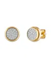 Esquire Men's Ip Yellow Goldtone Stainless Steel & 0.25 Tcw Diamond Stud Earrings In Yellow Gold