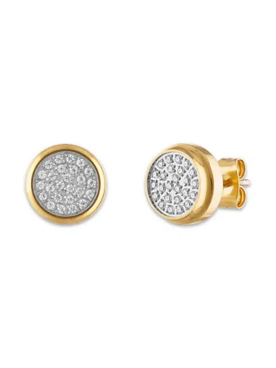 Esquire Men's Ip Yellow Goldtone Stainless Steel & 0.25 Tcw Diamond Stud Earrings