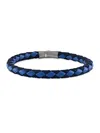 Esquire Men's Leather & Sterling Silver Bracelet In Black Blue
