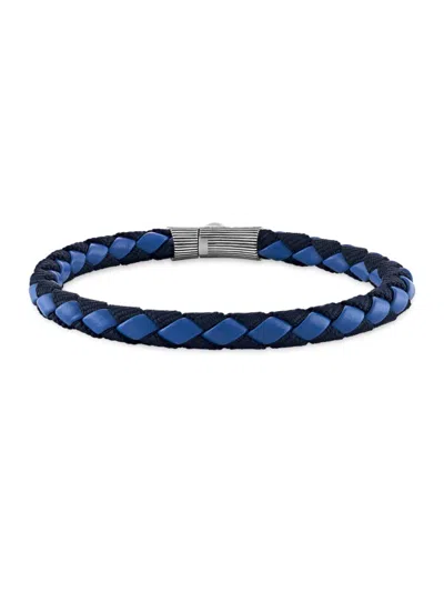 Esquire Men's Leather & Sterling Silver Bracelet In Black Blue