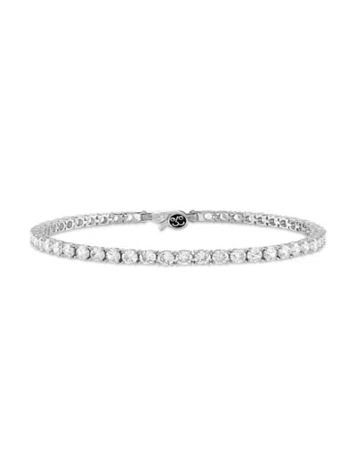 Esquire Men's Rhodium Plated Sterling Silver & Cubic Zirconia Tennis Bracelet