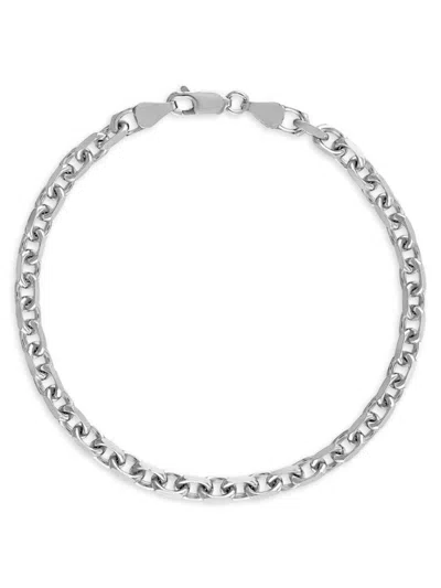 Esquire Men's Rhodium Plated Sterling Silver Cable Link Chain Bracelet In White