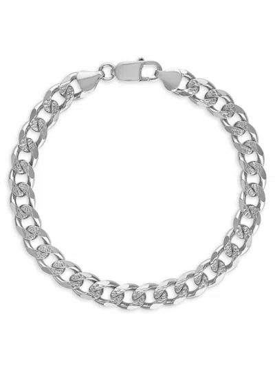 Esquire Men's Rhodium Plated Sterling Silver Curb Link Chain Bracelet