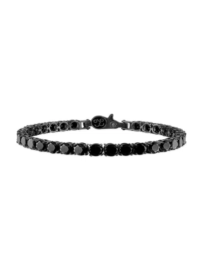 ESQUIRE MEN'S RUTHENIUM PLATED STERLING SILVER & BLACK SPINEL TENNIS BRACELET