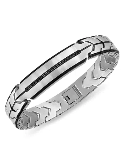 Esquire Men's Stainless Steel & 0.25 Tcw Heat Treated Black Diamond Band Bracelet In Metallic