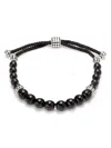 ESQUIRE MEN'S STAINLESS STEEL & BLACK AGATE BOLO BEADED BRACELET