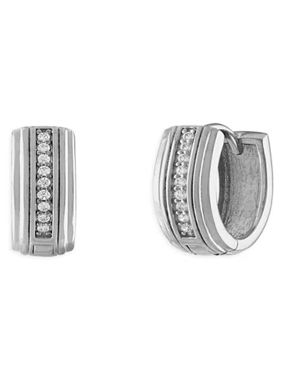 Esquire Men's Sterling Silver & 0.1 Tcw Diamond Huggie Earrings In Metallic