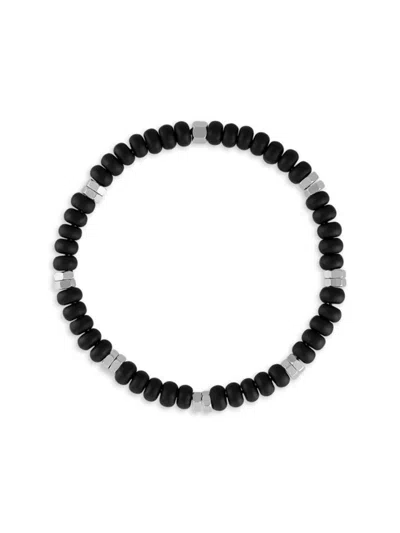 Esquire Men's Sterling Silver & Black Onyx Beaded Bracelet